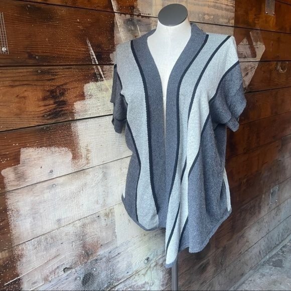 Amanda Wakeley 100% Cashmere Grey & Black Striped Sweater Cardigan - Picture 4 of 9